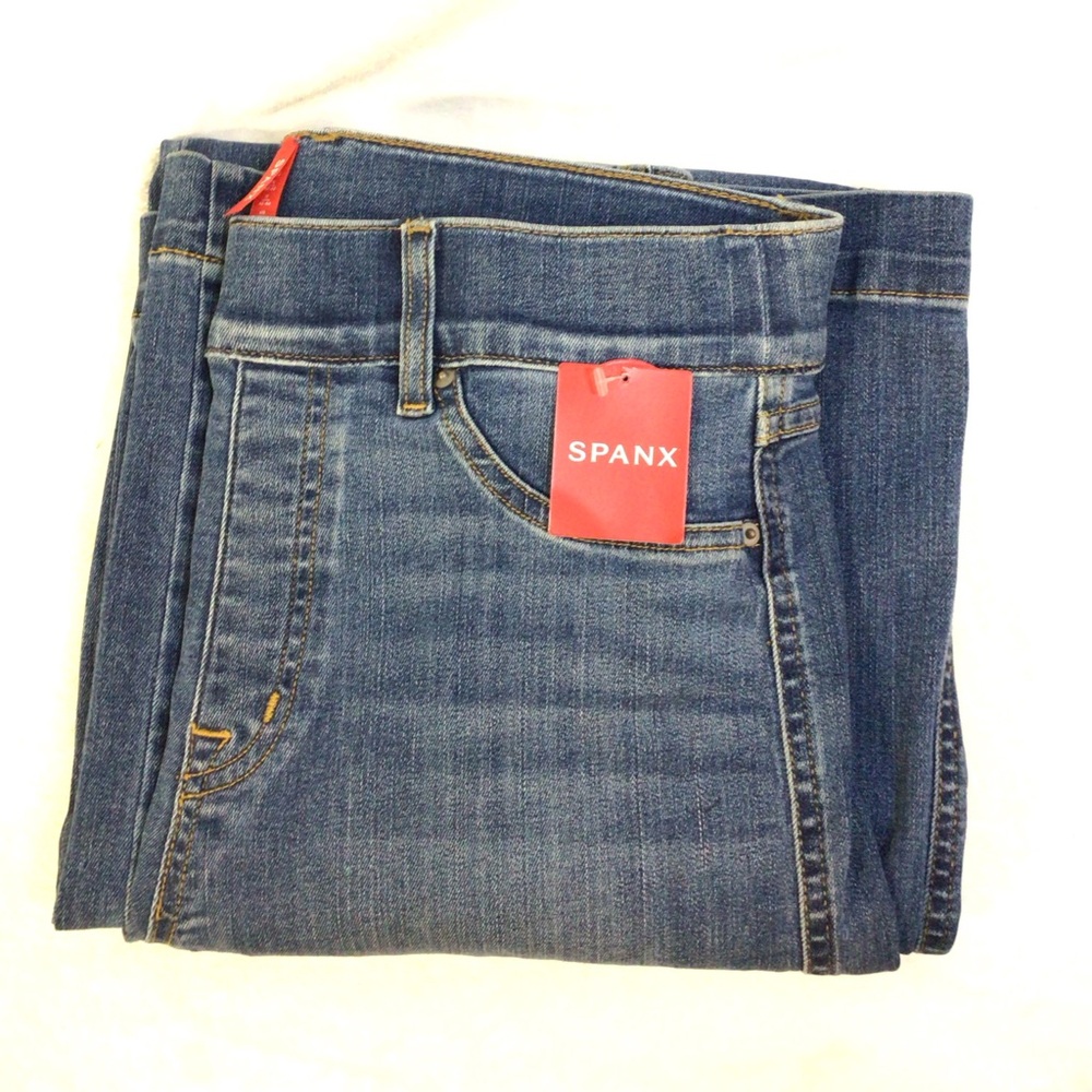 Spanx Seamed-Front Wide-Leg Jeans Vintage Indigo New With Tags